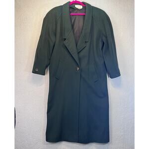 Cassidy Hand Tailored Womens Vintage Dark Green Single Button Wool Trench Coat 4